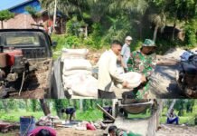 TNI dan Warga Pagaruyung Pacu Pembangunan Jembatan Gantung Perintis Garuda
