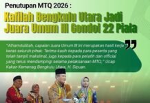 Kafilah Bengkulu Utara Raih Juara Umum III MTQ Provinsi Bengkulu 2026, Bawa Pulang 22 Piala
